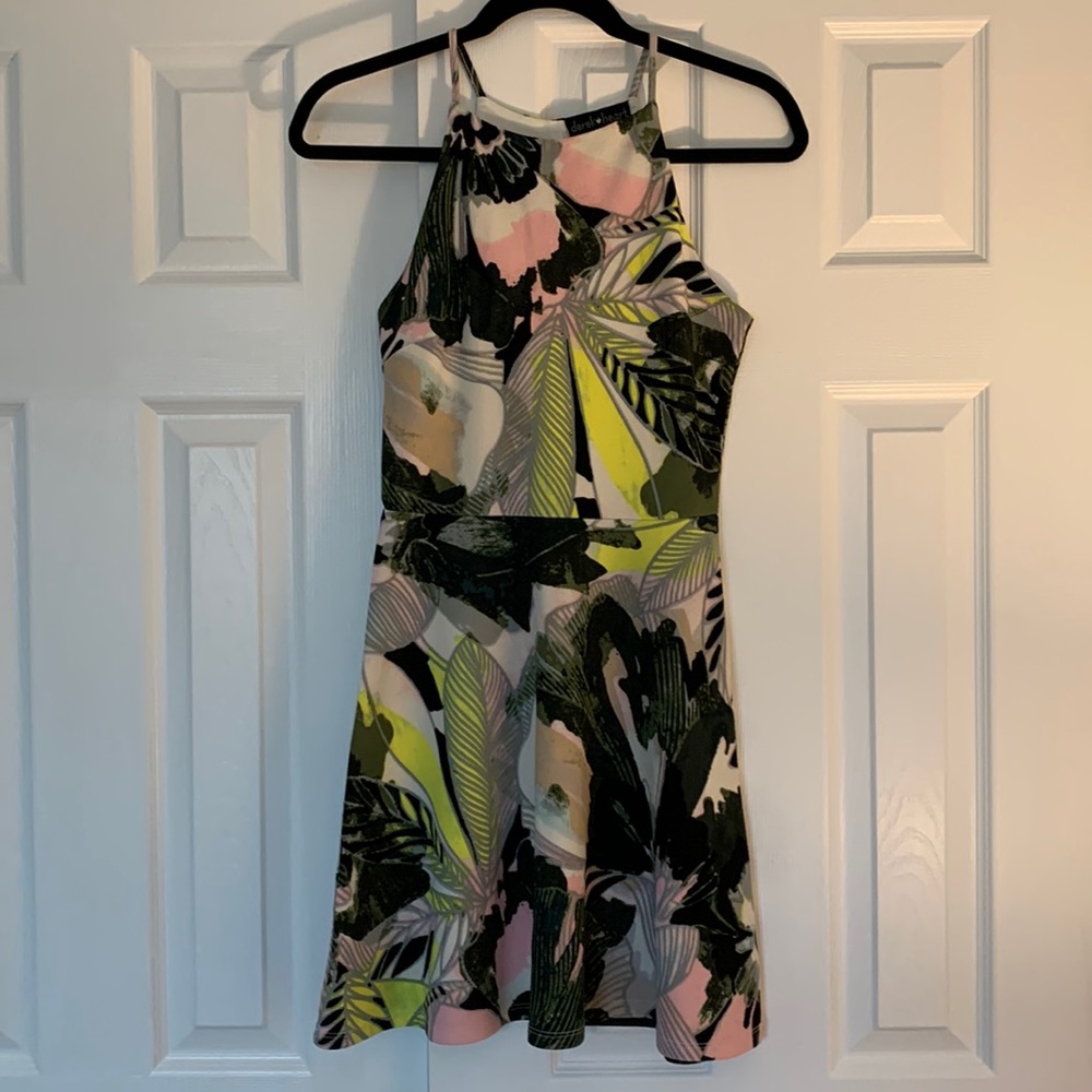 Derek Heart Leaf Pattern Skater Dress